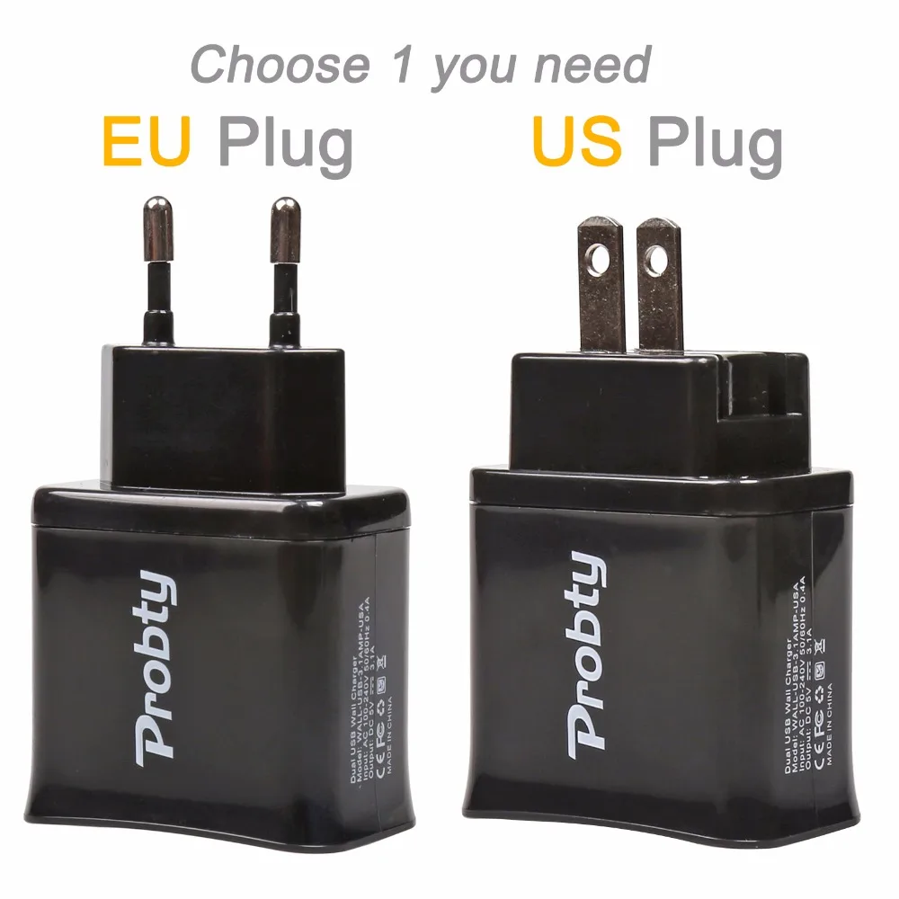 Штепсельная Вилка Probty с 2 портами двойное зарядное устройство разъемом USB для Canon