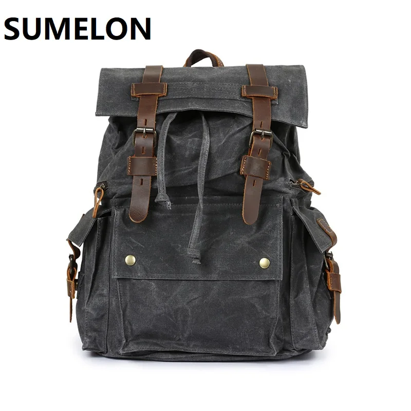 Винтажный Модный Рюкзак кожаный военный холщовый рюкзак мужской Женский