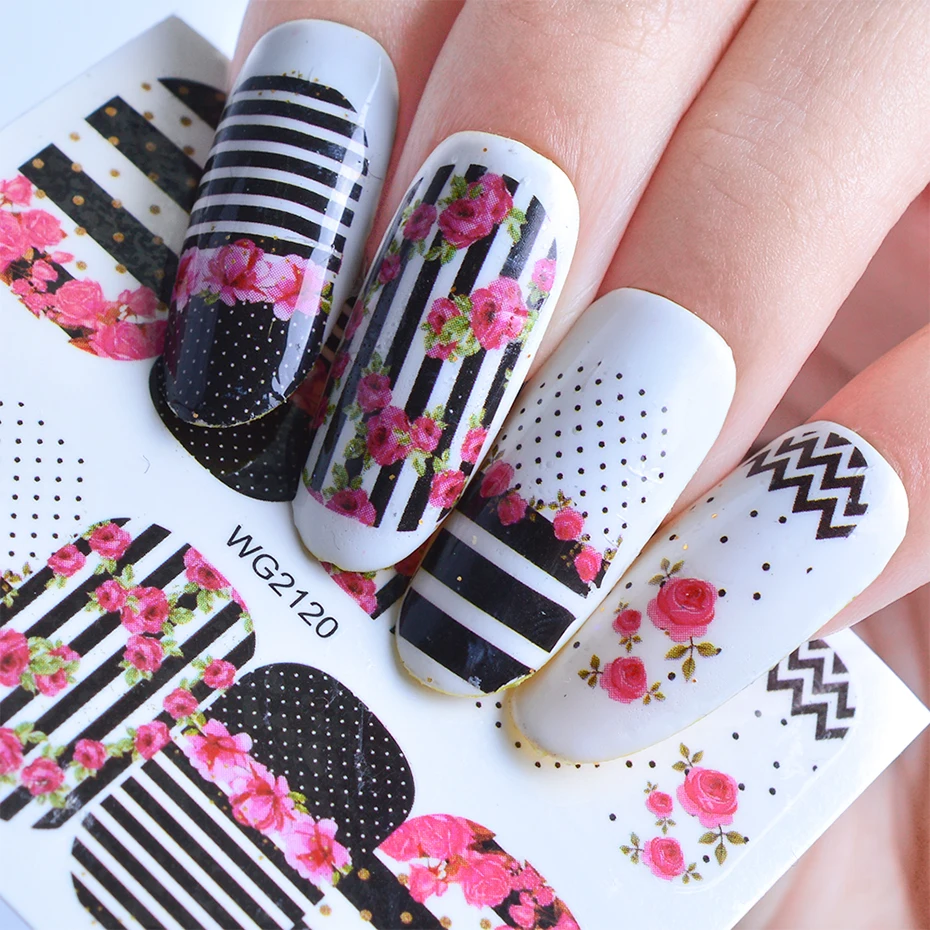 45 шт. разноцветные наклейки для дизайна ногтей цветок кролик|manicure tips|nail art water