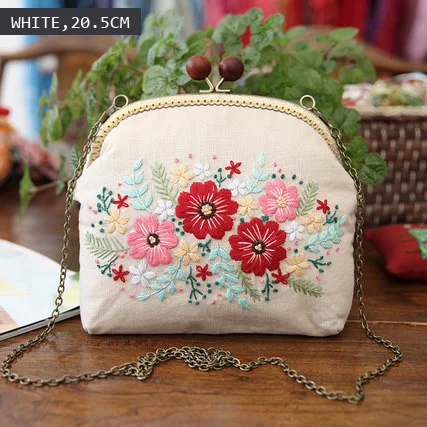 white 20.5cm Легкая вышивка DIY цветы сумки кошелек сумочка, Набор для вышивки крестом для начинающих Рукоделие Шитье ремесло подарки другу - Цвет: white 20.5cm