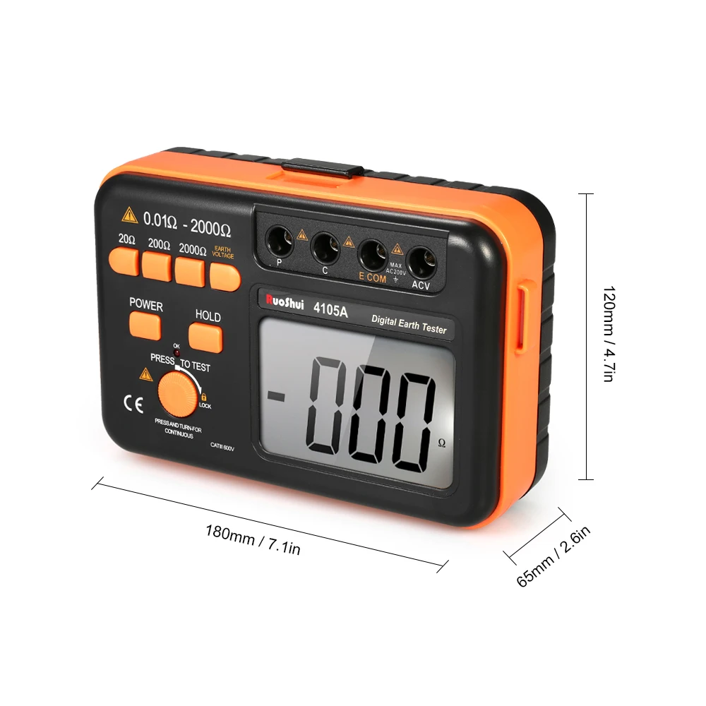 VC4105A 2000ohm 200V Цифровой Измеритель сопротивления заземления измеритель Вольтметр