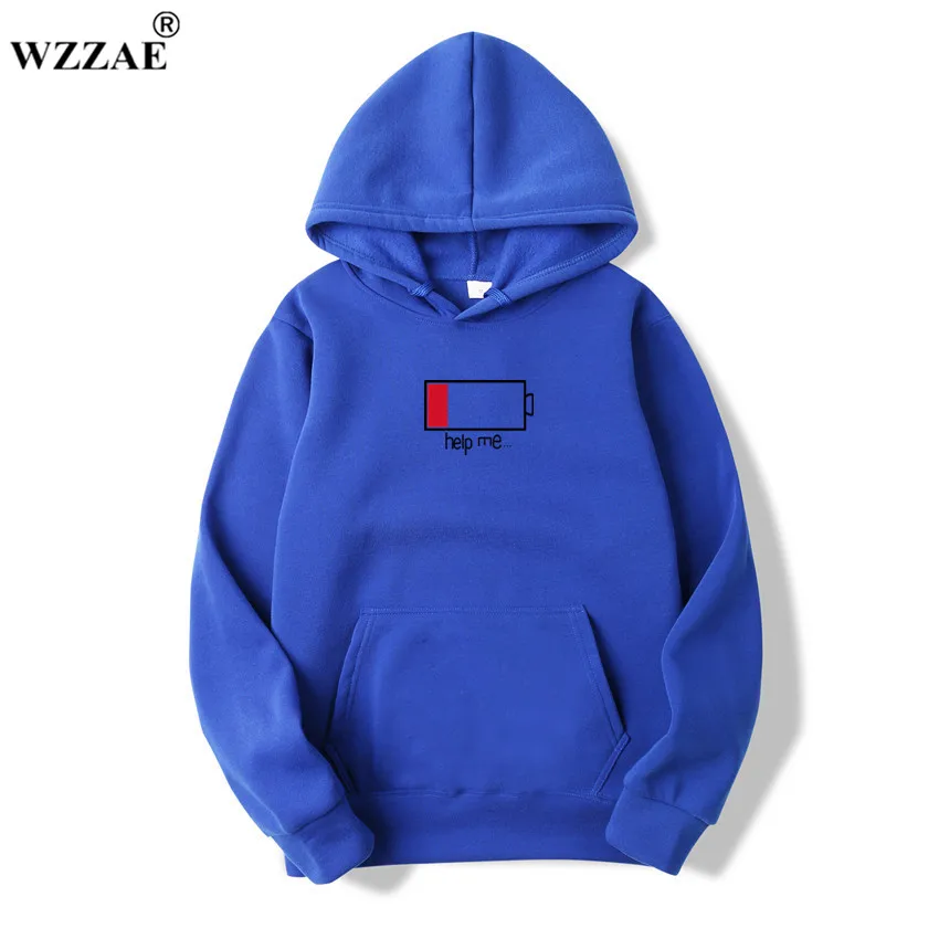 Blue WZZAE, низкая помощь мне, толстовки, мужские, 3D, креативные, толстовки с капюшоном, модная уличная одежда, хип-хоп, черная толстовка, мужская, плюс размер, S-XXL - Цвет: Blue