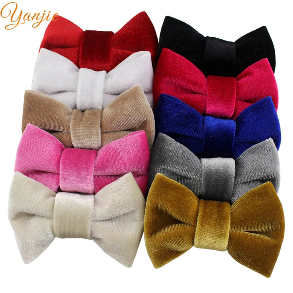 10 шт./лот 3 ''мини бархатные заколки для волос с бантом девочек однотонная