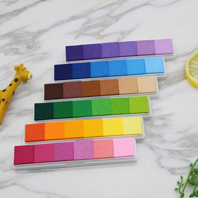 Fingerprint Ink Pad Gradient Color Rubber Inkpad Stamp Finger Print For Children Kids WXV Sale | Дом и сад