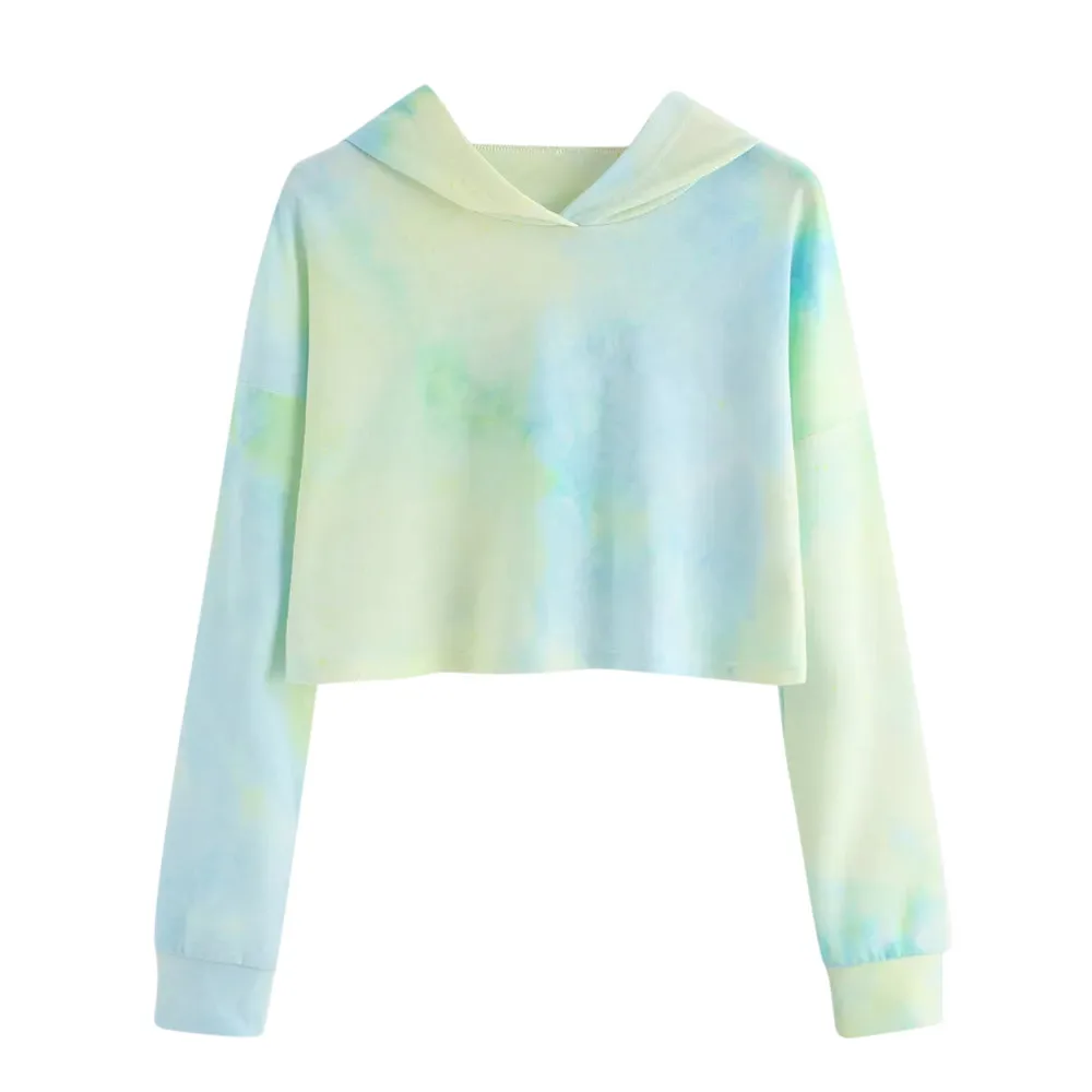 Fashion Women's Hoodie Tie dye Printed Patchwork Sweetshirts Long Sleeve Pullover Tops Plus Size Hoodies Women Clothing