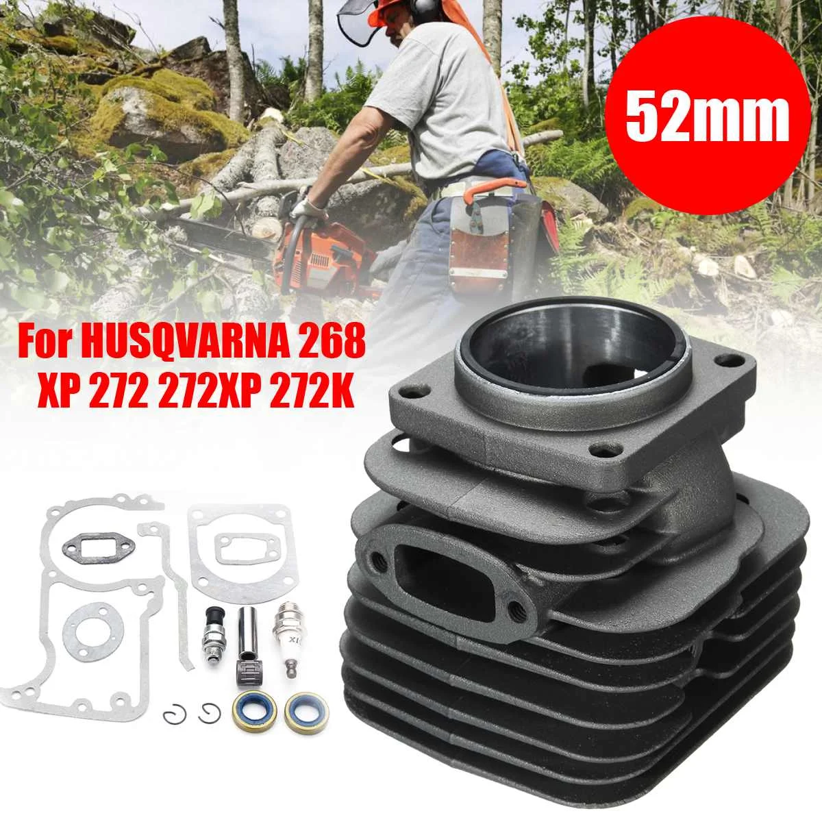 52 мм воздушный цилиндр головки поршня втулка комплект для HUSQVARNA 268XP 272 272XP 272K Цепная пила запчасти Прямая поставка