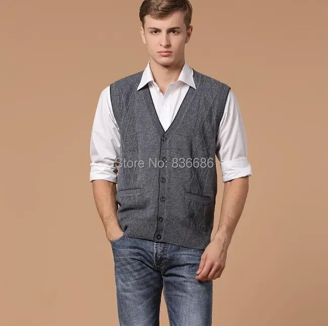 Осенний хит продаж кашемировый свитер с v образным вырезом жилет повседневный