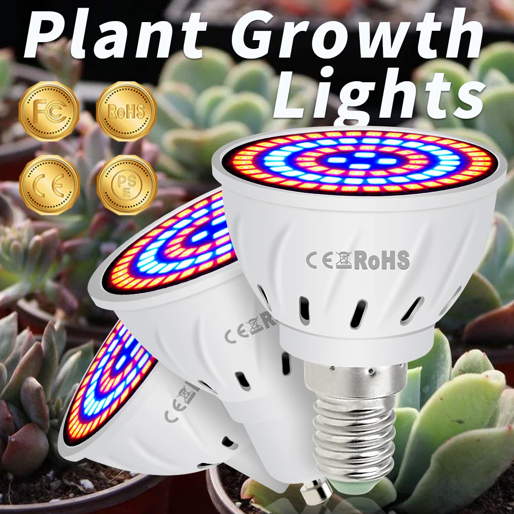 E27 СИД свет для выращивания E14 Full Spectrum Led завод GU10 220 V Фито лампа MR16 48 60 80led Семена