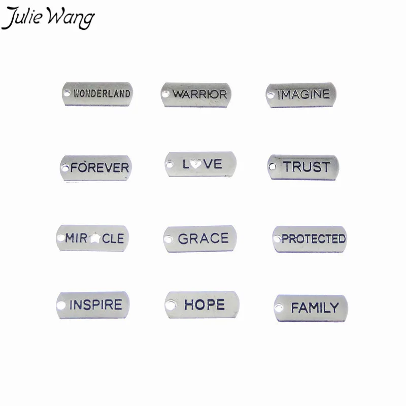 17 шт. кулон Julie Wang из цинкового сплава с надписью вдохновитель браслет ручной