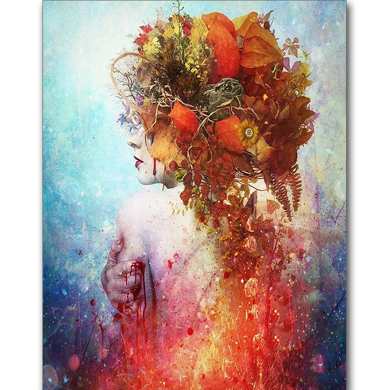 Full Square Drill 5D DIY Diamond Painting Cross Stitch Art Wall Decor Flower girl 3D diamond Embroidery Mosaic home decoration | Дом и сад