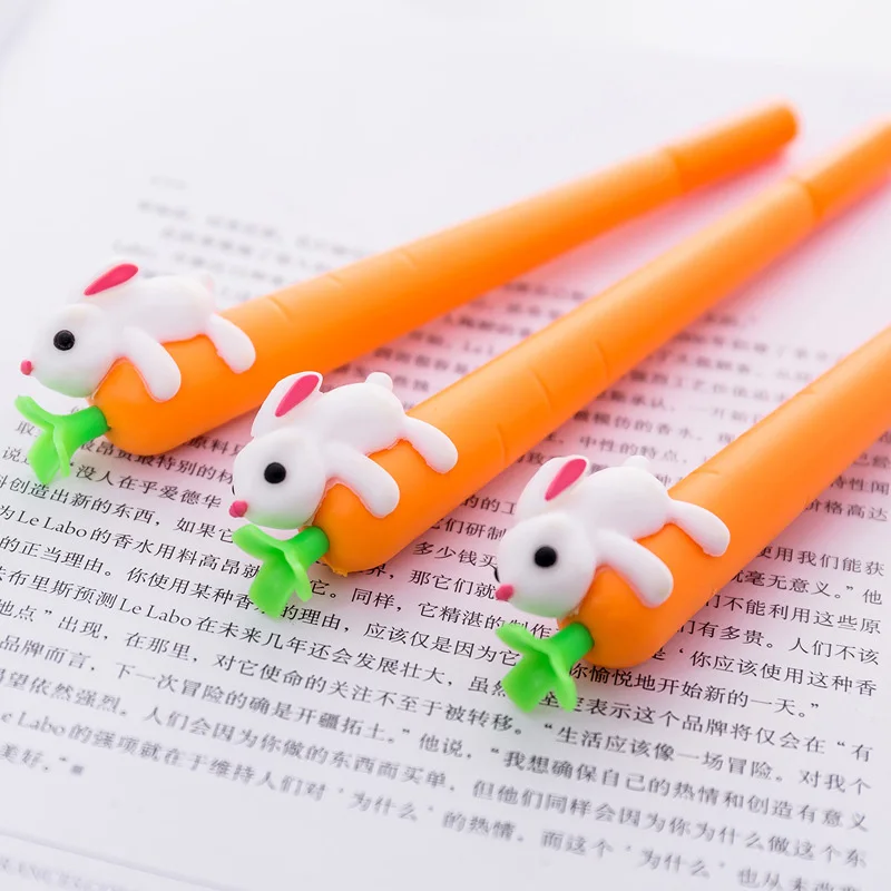 Милая пластиковая гелевая ручка Kawaii с морковкой и кроликом креативные