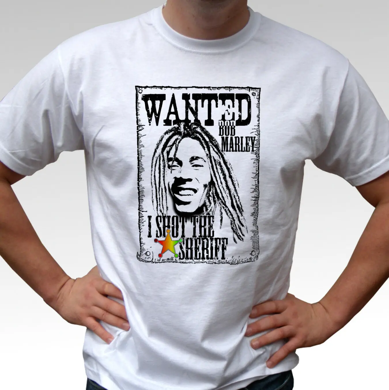

Bob Marley Wanted White T Shirt Rasta Reggae Top Mens Tops Tees 2019 Summer Fashion New Printed Short Sleeve Cool Tee Shirts