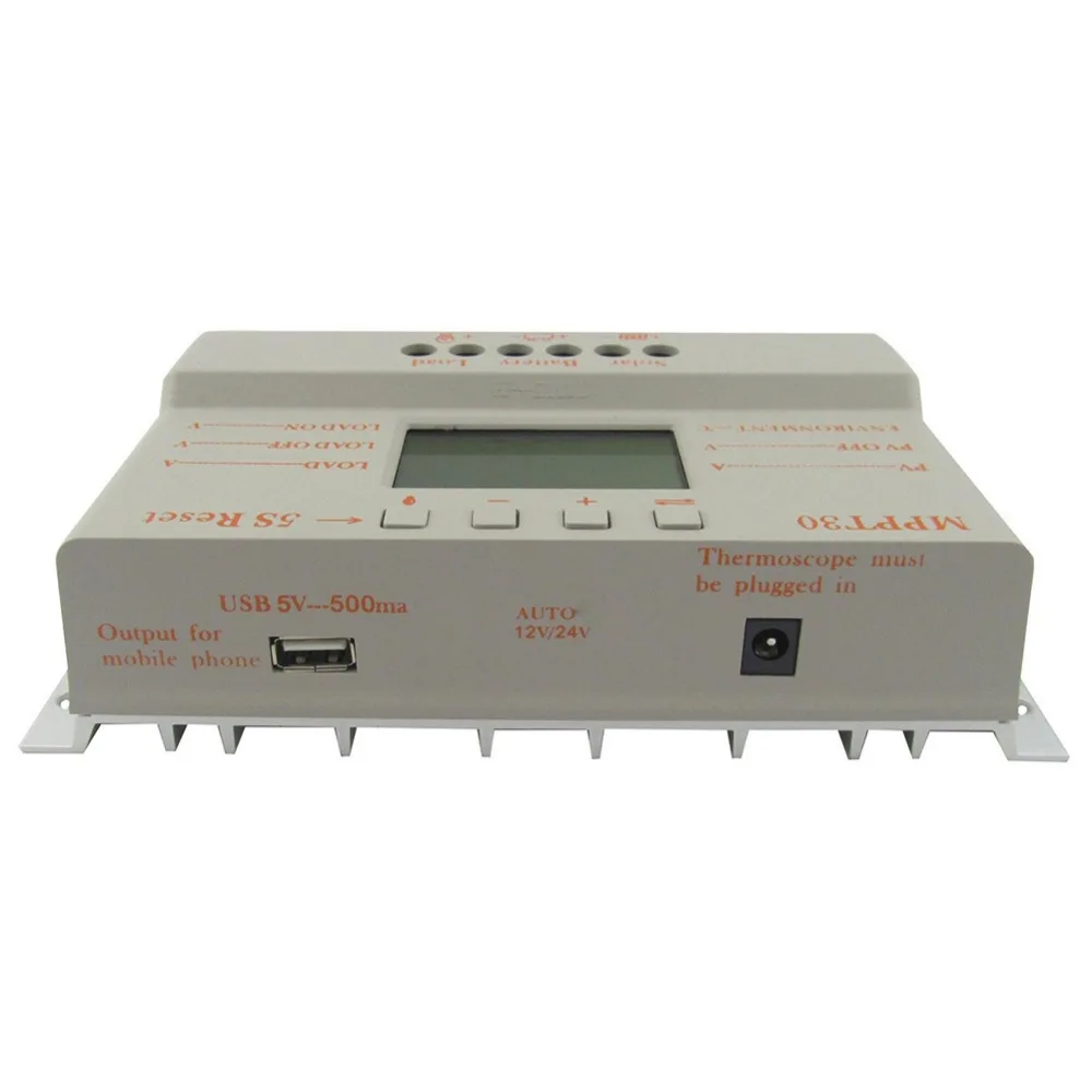Регулятор заряда панели солнечных батарей 12V 24V 380W 760W с ЖК дисплеем USB 30A MPPT цвет
