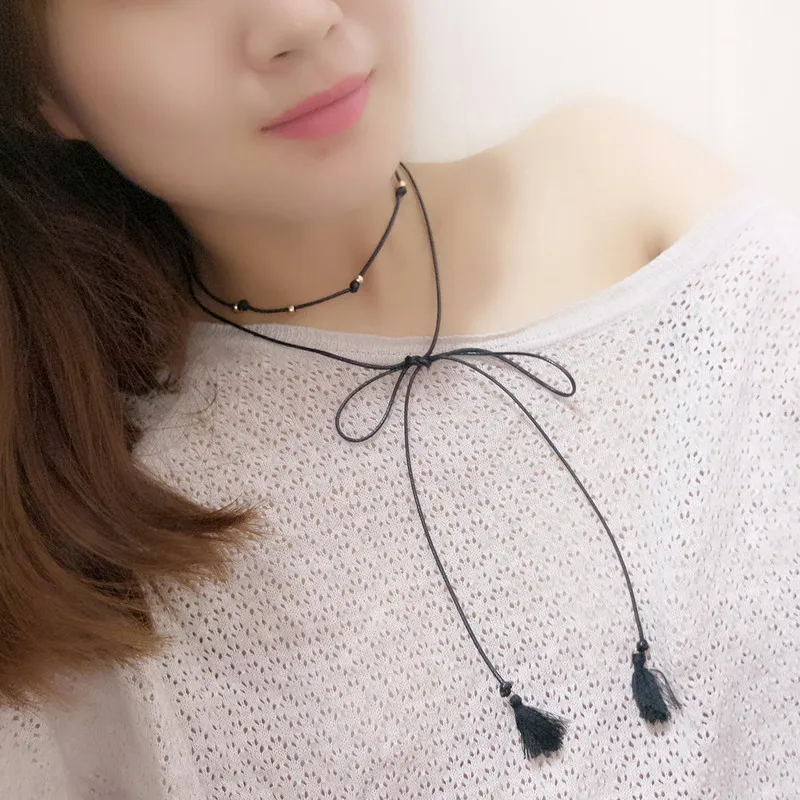 Elessical бархат колье Цепочки и ожерелья галстук-бабочку воротник Длинная веревка