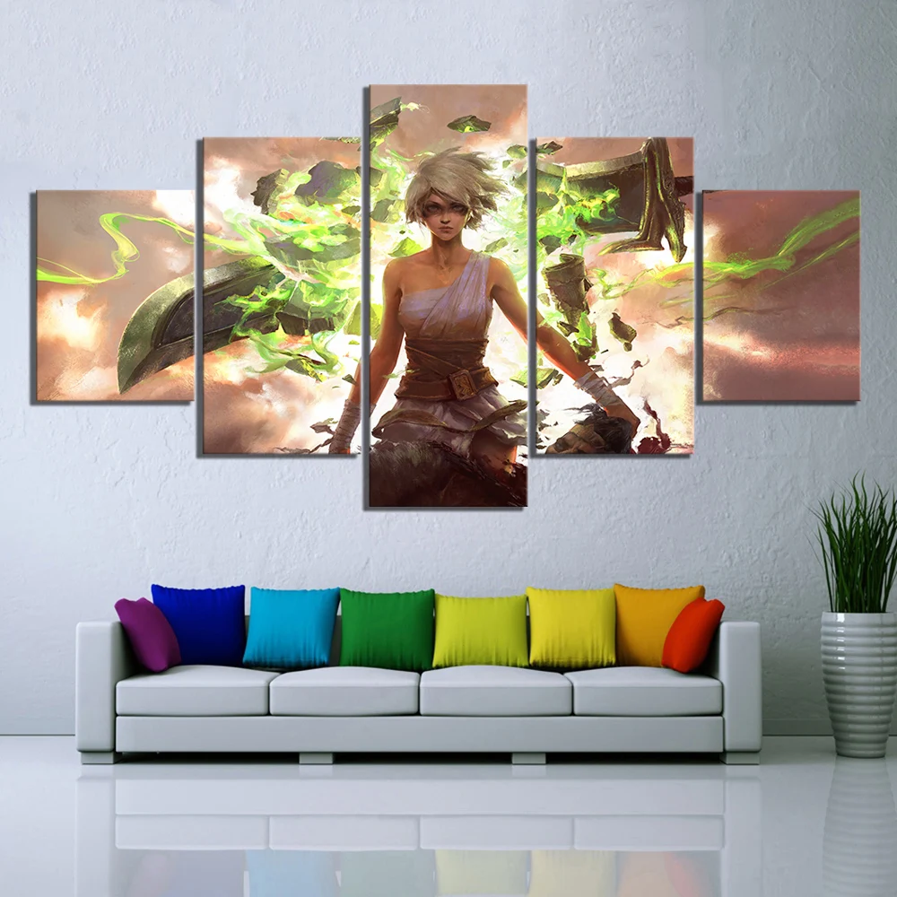 Настенные картины модульные 5 панелей игра Лига Легенд Картина на холсте