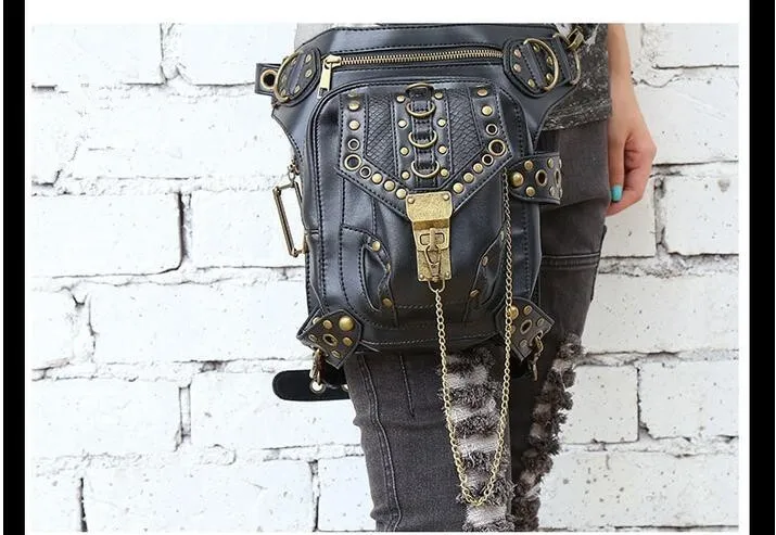 Carteras mujer женская сумка двигатель Ноги Сумка-кобура бедра кобура защищенный кошелек Через Плечо Рюкзак PU кожаный мужской сумка в стиле панк
