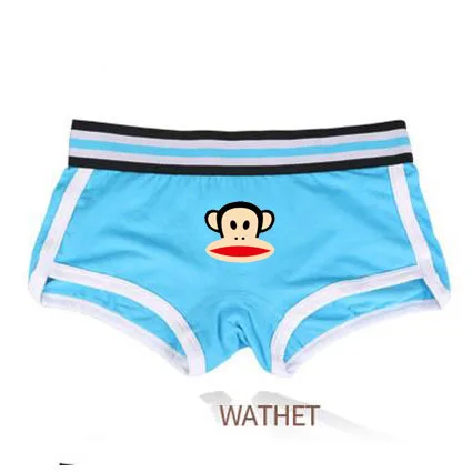 monkey2 Трусики с принтом в стиле Пикачу с героями мультфильмов для девушек, нижнее белье со средней талией, нижнее белье для девочек, дышащие трусы-боксеры в полоску с поясом для студентов - Цвет: monkey2