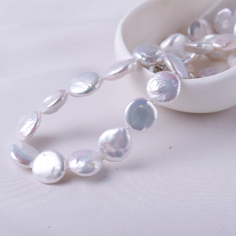 DAIMI 925 sterling silver 13-14MM Huge Coin Pearl Necklace Natural White Choker Promotion Gift | Украшения и аксессуары