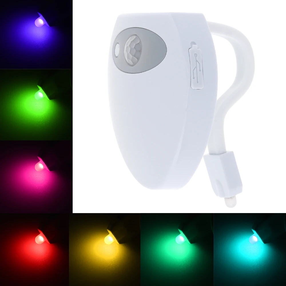 Смарт 5 в USB зарядка 8 цветов ванная туалет Ночной светильник LED лампа для сидения