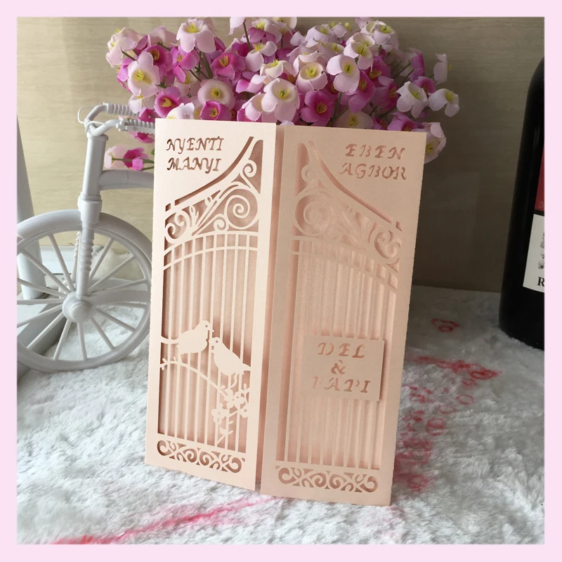 

100pcs New Kiss Bird Elegant Custom Engagement Invitation Card Party Bussiness Cards Souvenirs Wedding Centerpieces Decoration