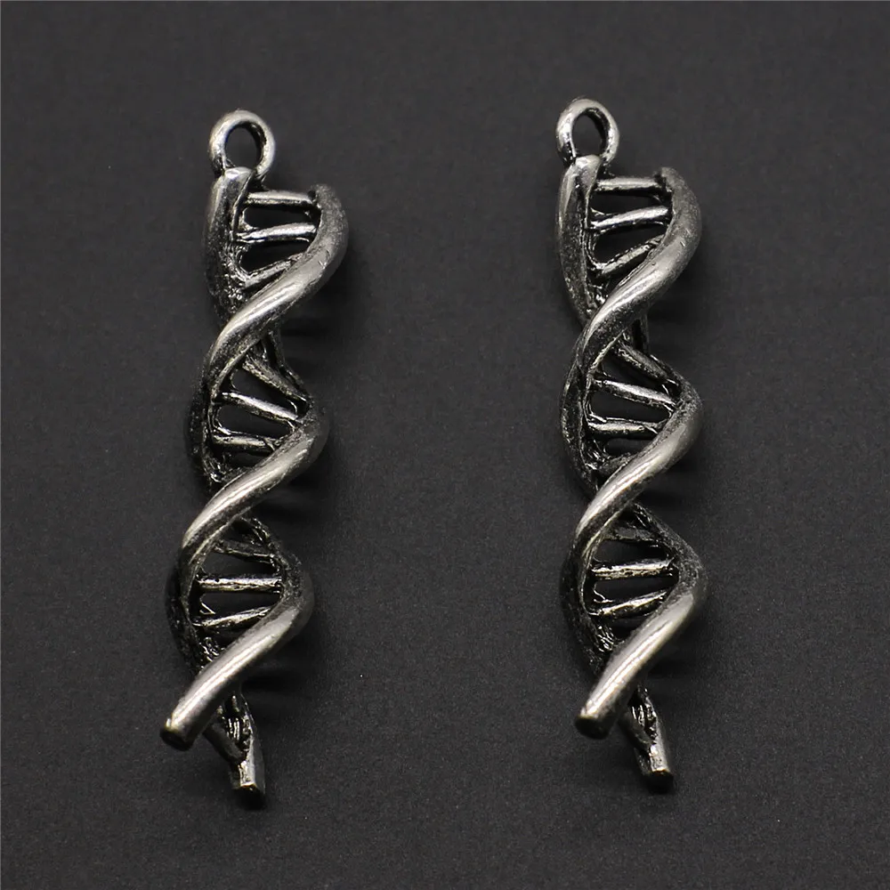 WYSIWYG Dna шармы Подвески "сделай сам" ювелирные изделия для ювелирных изделий makinganic Серебряный тон 9x41 мм 5 шт./партия