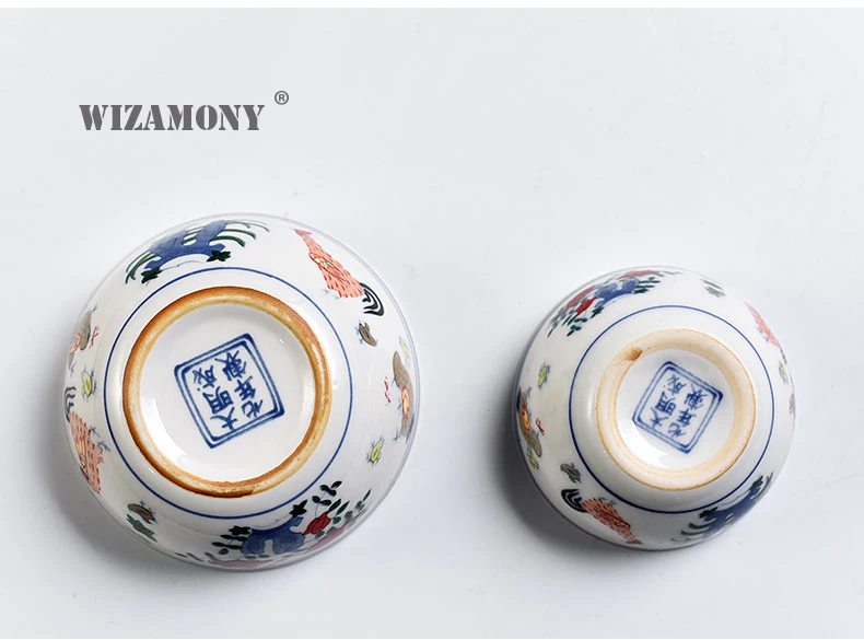 1 шт. WIZAMONY китайская династия Мин чашка с изображением курицы фарфор Gaiwan Китай Чайные чашки фарфоровая чаша китайский заварочный чайник чайная чашка из селадона