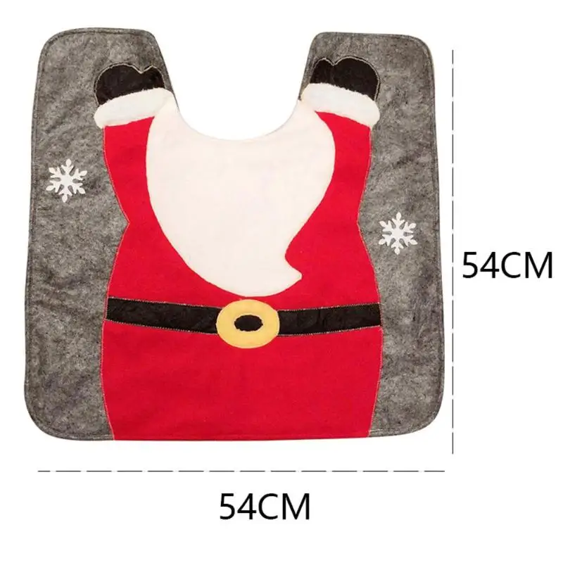 Toilet Foot Pad Seat Cover Cap Christmas Decorations Happy Santa and Rug Bathroom Accessory Claus 1 Set | Дом и сад