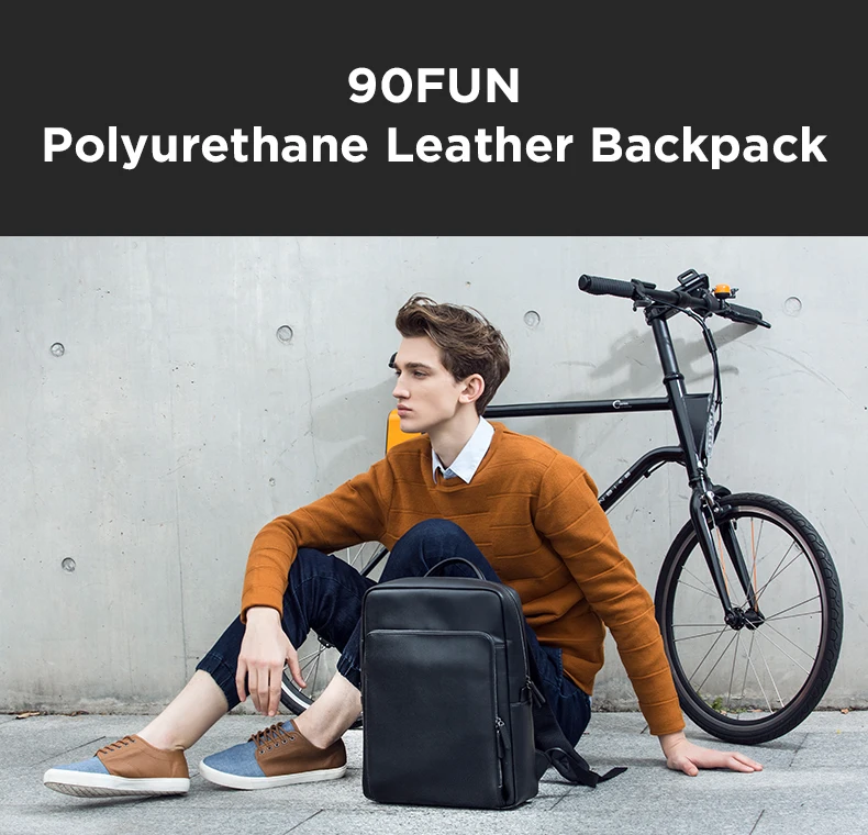 NINETYGO 90FUN модный рюкзак из искусственной кожи 14 дюймов Сумка для ноутбука светильник-вес рюкзак бизнес водонепроницаемый колледж школа мужчины