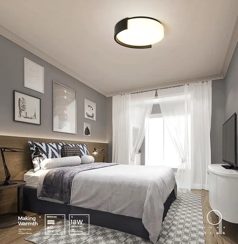 Creative bedroom lamp Simple modern round led ceiling warm romantic master room study | Освещение