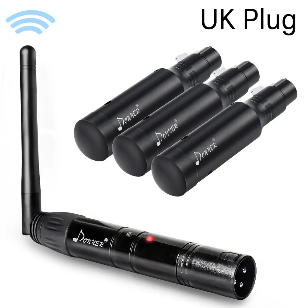 Donner 2,4G DMX512 беспроводной передатчик и приемник встроенный аккумулятор черный - Цвет: UK 1-3