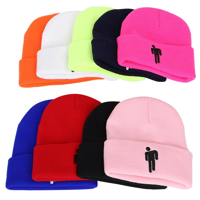 Billie Eilish Beanie for Women Men Unisex Knitted Billie Eilish Hat Embroidery Cartoon Autumn Winter Hip Hop Skullies Cap