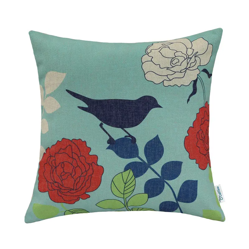 CaliTime Чехлы для подушек наволочки домашний декор автомобиля Цветочная Бирюзовая