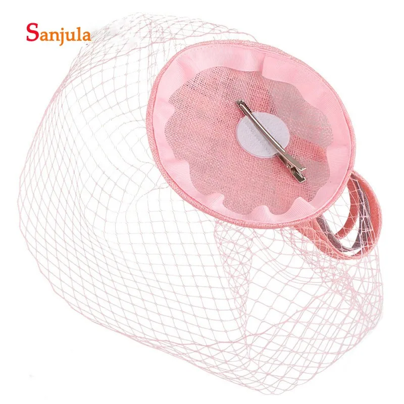 Розовая вуаль для лица милые Свадебные шляпы аксессуары волос льняные женские