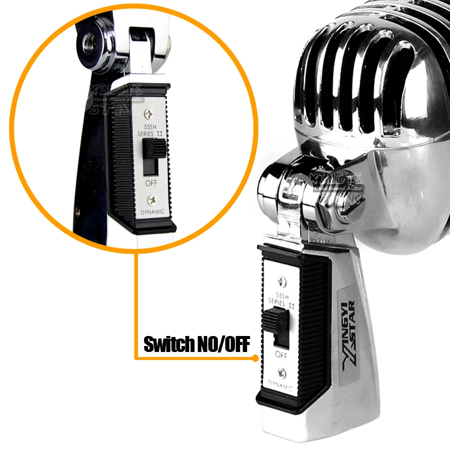Проводной профессиональный металлический динамический винтажный микрофон