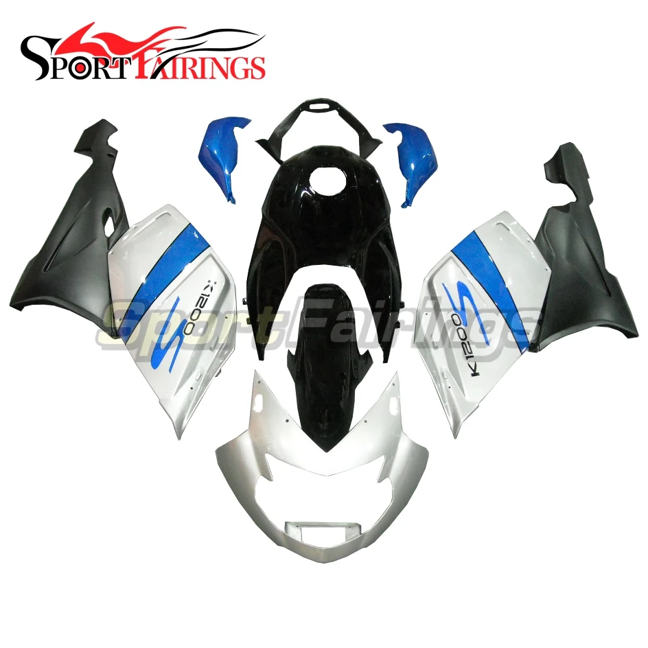 

Motorcycle ABS Plastic Fairing Kit For BMW K1200S 05 06 07 08 K1200 S 2005 2006 2007 2008 Fairings White Silver Blue Cowlings