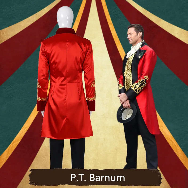 Хэллоуин лучший Showman Men P.T. Barum костюм сцены ролевые игры Мужские красные костюмы