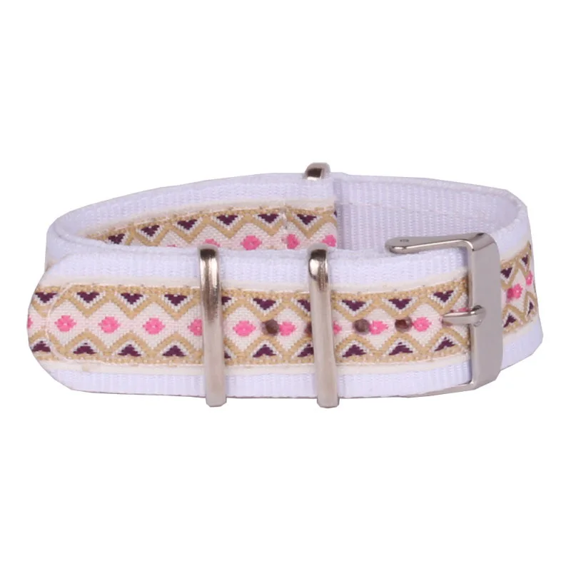

White Mans Women 20 mm Strong Multi-color Vintage Folk nato fabric Nylon Watches watchband Woven Straps Bands Buckle belt 20mm