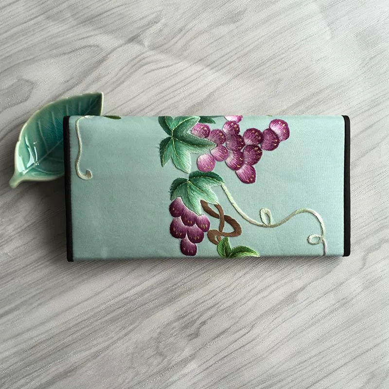 Женский бумажник известных дизайнеров винограда простой работу стежка вышивки