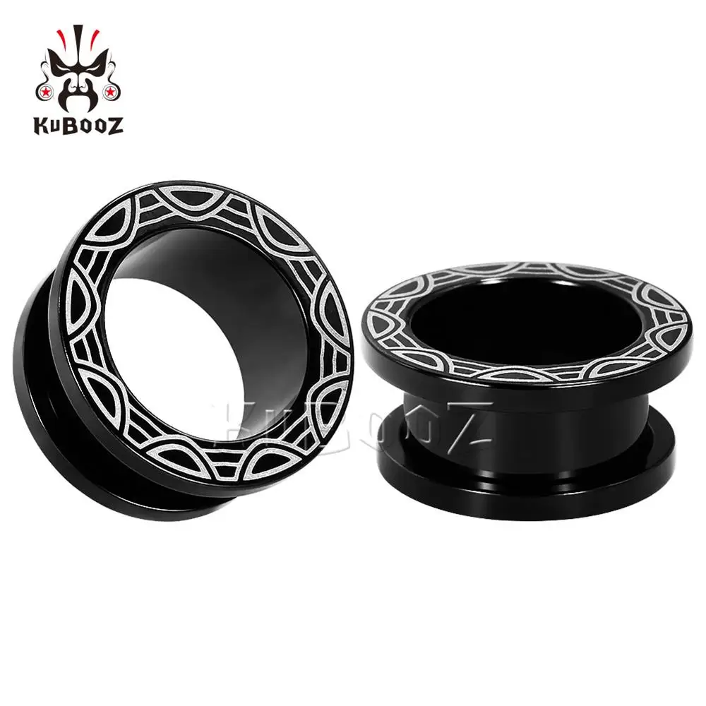 Style 1 KUBOOZ 2PCS Ear Stretcher Piercing Tunnels Plugs Gauges Stainless Steel Earring Fashion Body Jewelry Gift 6mm to 25mm Women Men - Окраска металла: Style 1