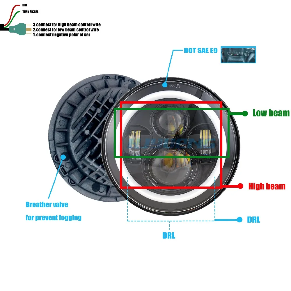 Toyota Land 7 дюймовый проектор фары H4 H13 DRL &quotкруглый светодиодный подсветка Angel Eyes Для