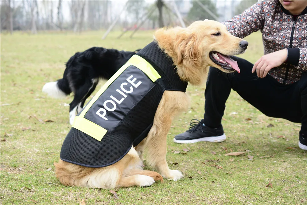 Onewellpet брендовый светоотражающий сетчатый черный жилет с полицейским логотипом подходит для Dobermann и другие большие домашние собаки