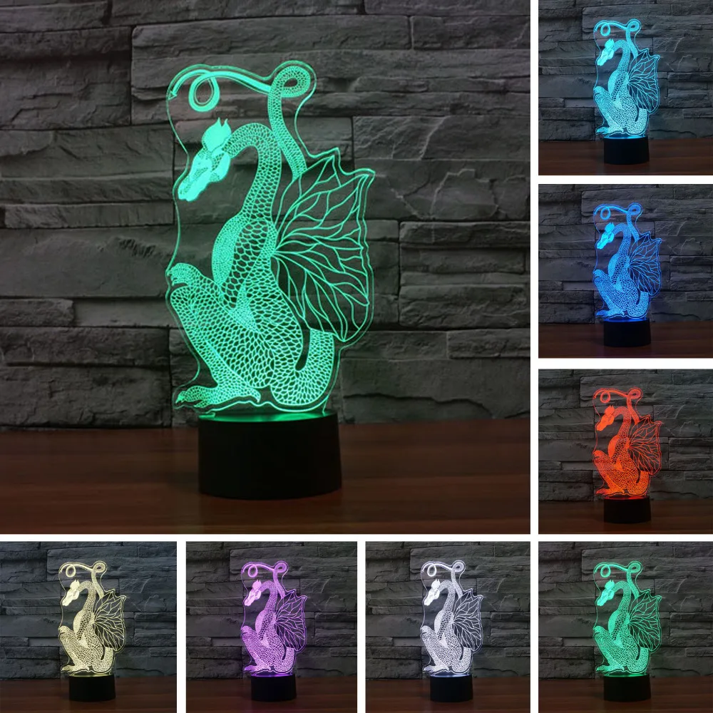 

Ночсветильник с летающим драконом 3D, светодиодный птерозавром, 7 цветов, настольный Рождественский подарок, лампа для домашнего декора с др...