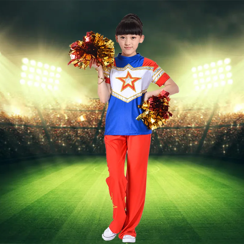 Костюм Чирлидера с коротким рукавом и голубым балом детское танцевальное платье