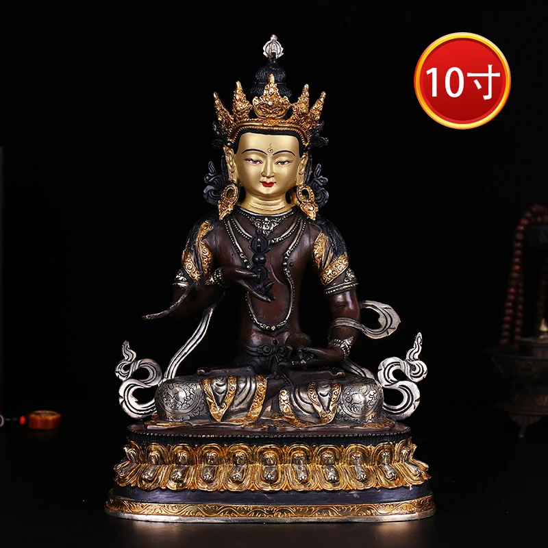 

High grade Buddha# 32CM Large-HOME efficacious Protection # Tibetan Nepal Buddhism Vajrasattva plated gold silver buddha statue