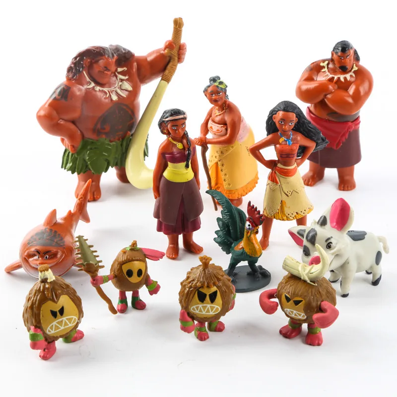 Игрушки Disney 12 шт./лот 3 5 7 см Моана принцесса экшн фигурки игрушки Maui Waialik Tala Hei