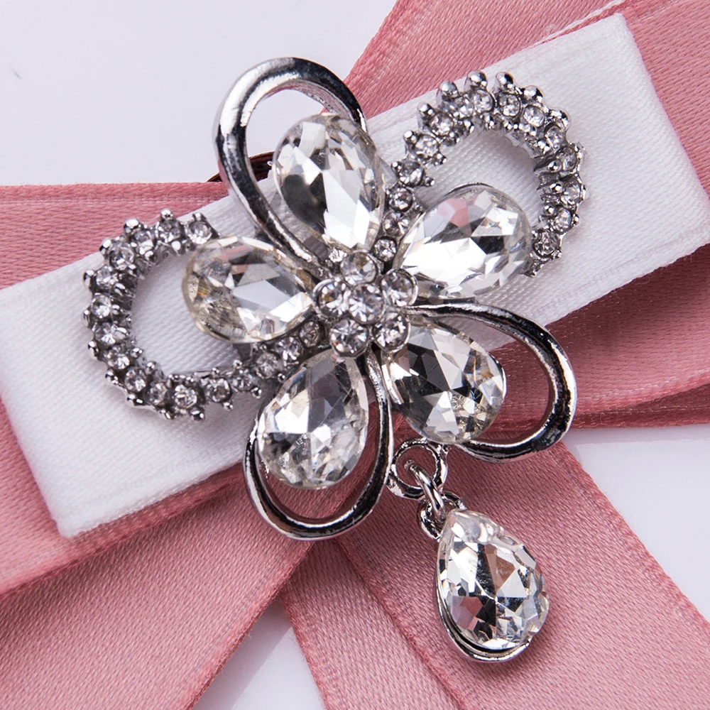 Meidi Модные женские броши бант из горного хрусталя с большим кристаллом заколки