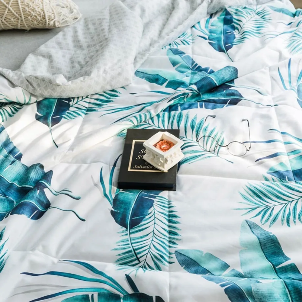 INS/пасторальные листья зеленое стеганое одеяло летнее из хлопчатобумажной ткани