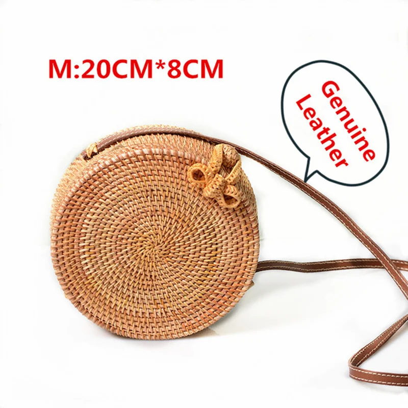 Круглые соломенные сумки женская летняя сумка из ротанга ручная работа тканая