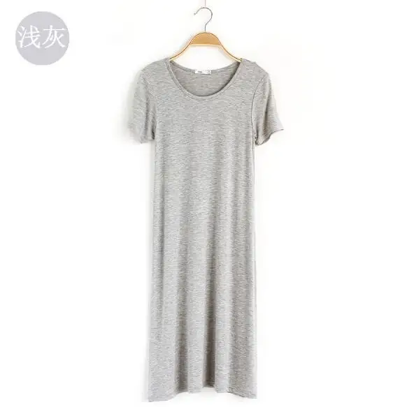 light grey Fdfklak, свободные, большие размеры, ночные рубашки, женская, короткий рукав, летняя, ночная рубашка, модал, хлопок, ночная рубашка, женская одежда для сна, ночная рубашка - Цвет: light grey