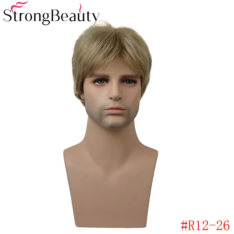 StrongBeauty короткий мужской парик прямой блонд/коричневый синтетический парик мужской Hiar жаростойкий монолитный парик выбор цвета